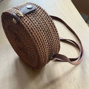 Tulum rattan round shoulder bag